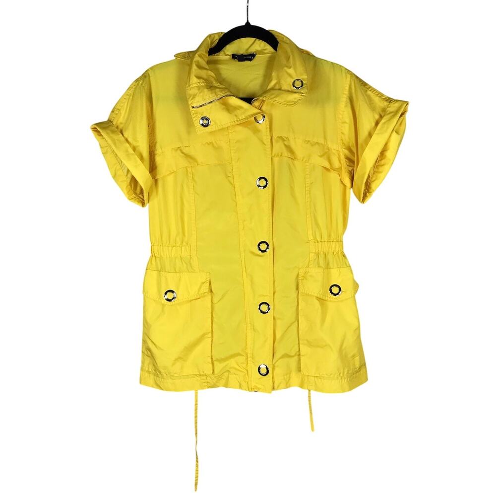 Bebe Sport Hooded Shirt Women’s Small Yellow Statement Streetwear Casual